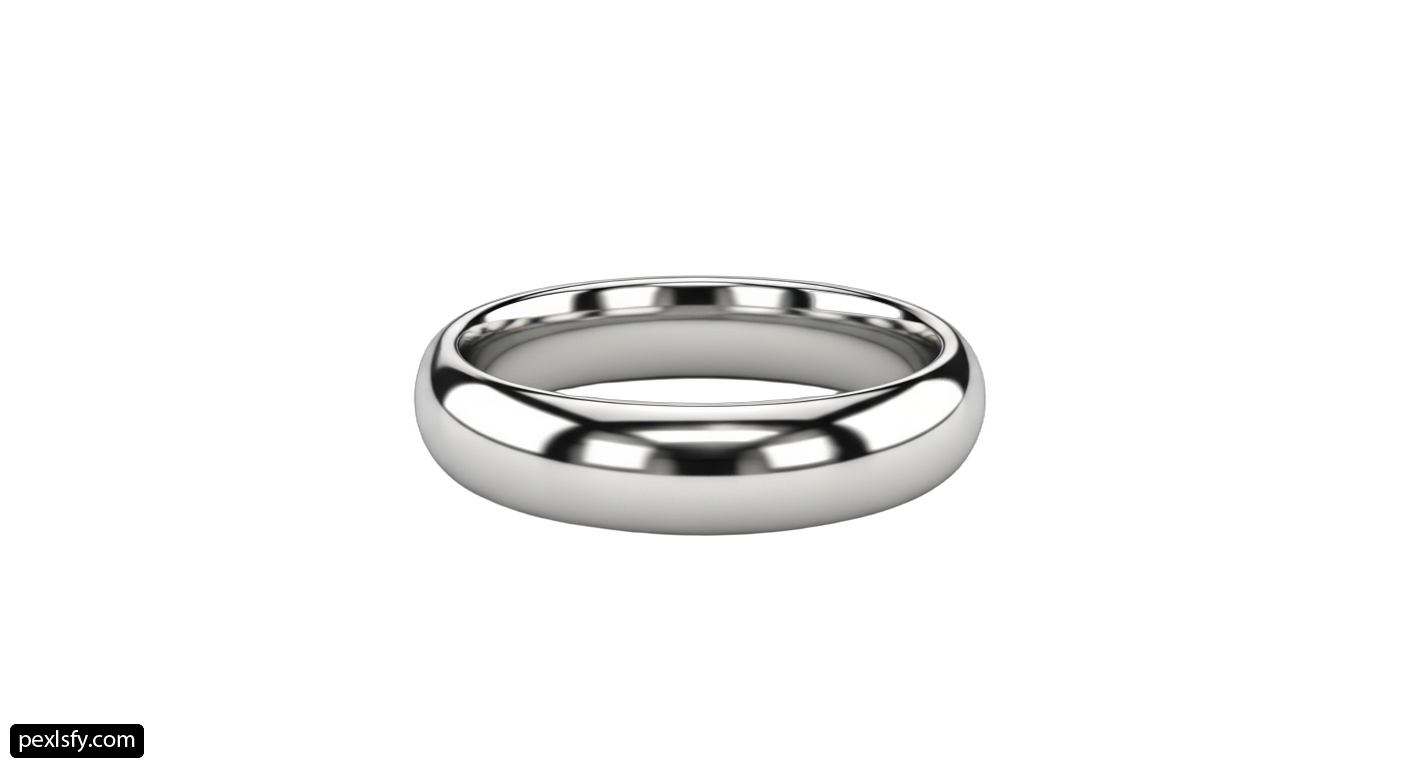 White gold wedding ring on a white background png transparent background