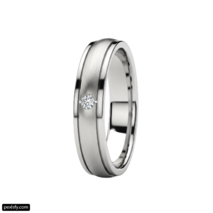 White gold wedding ring with a single diamond png transparent background