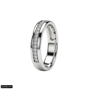 White gold wedding ring with three rows of diamonds png transparent background