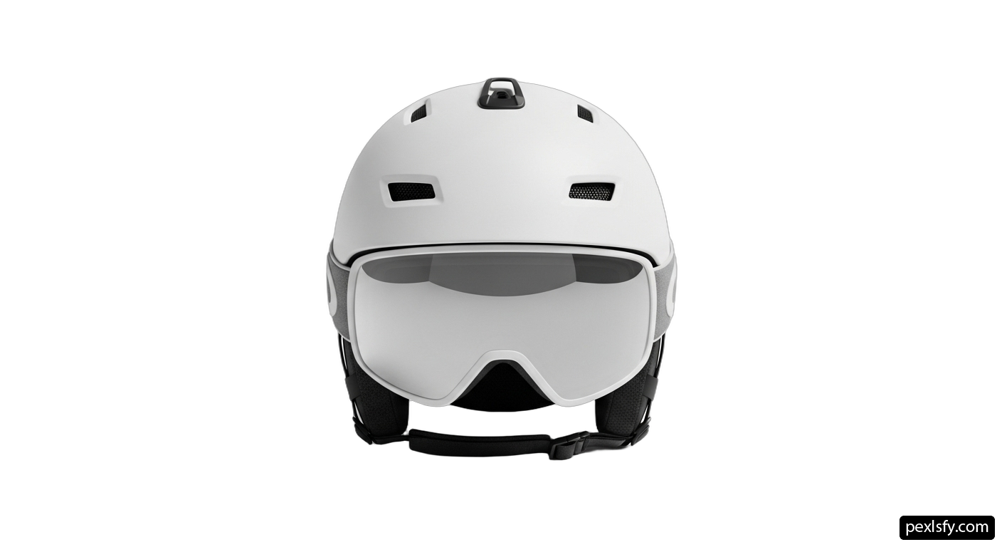 White helmet with goggles on a white background png transparent background