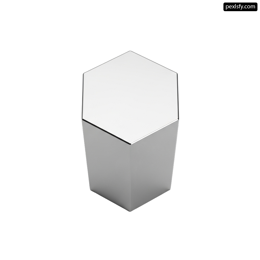 White hexagon shaped mirror on a white background png transparent background
