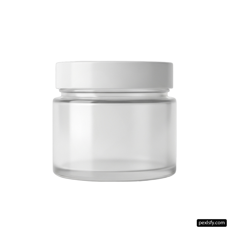 White jar with a white lid on a white background png transparent background