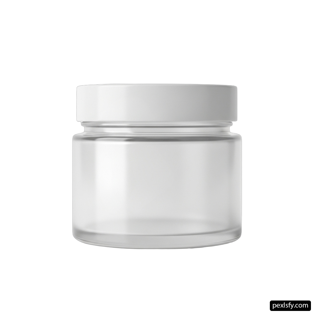 White jar with a white lid on a white background png transparent background