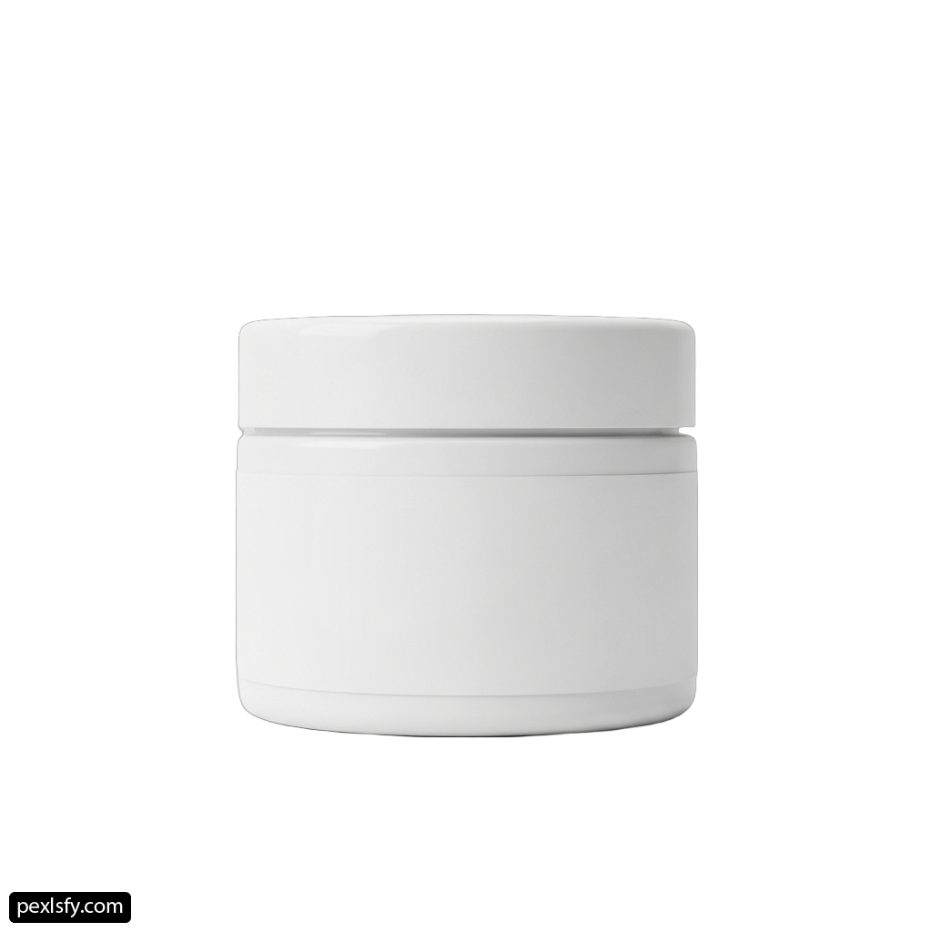 White jar with a white lid on a white background png transparent background