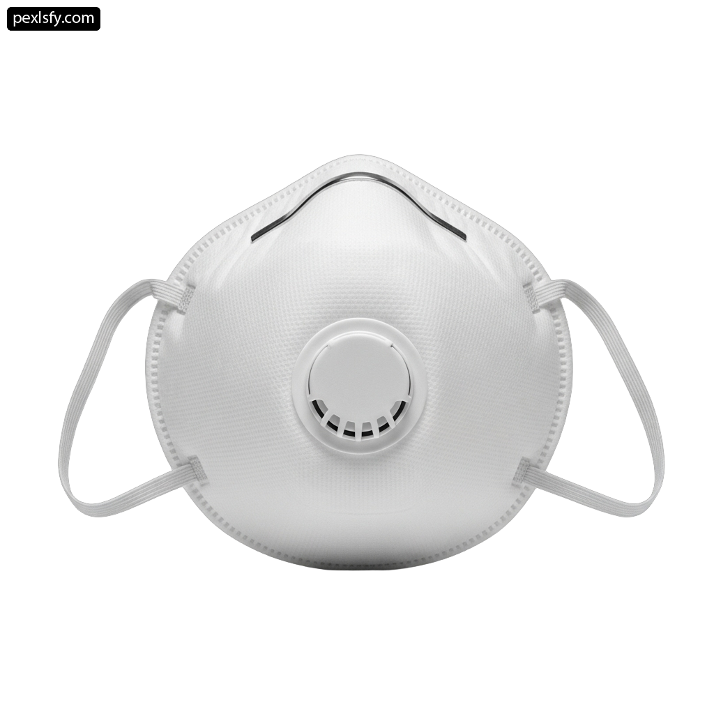 White kn95 face mask on a white background png transparent background
