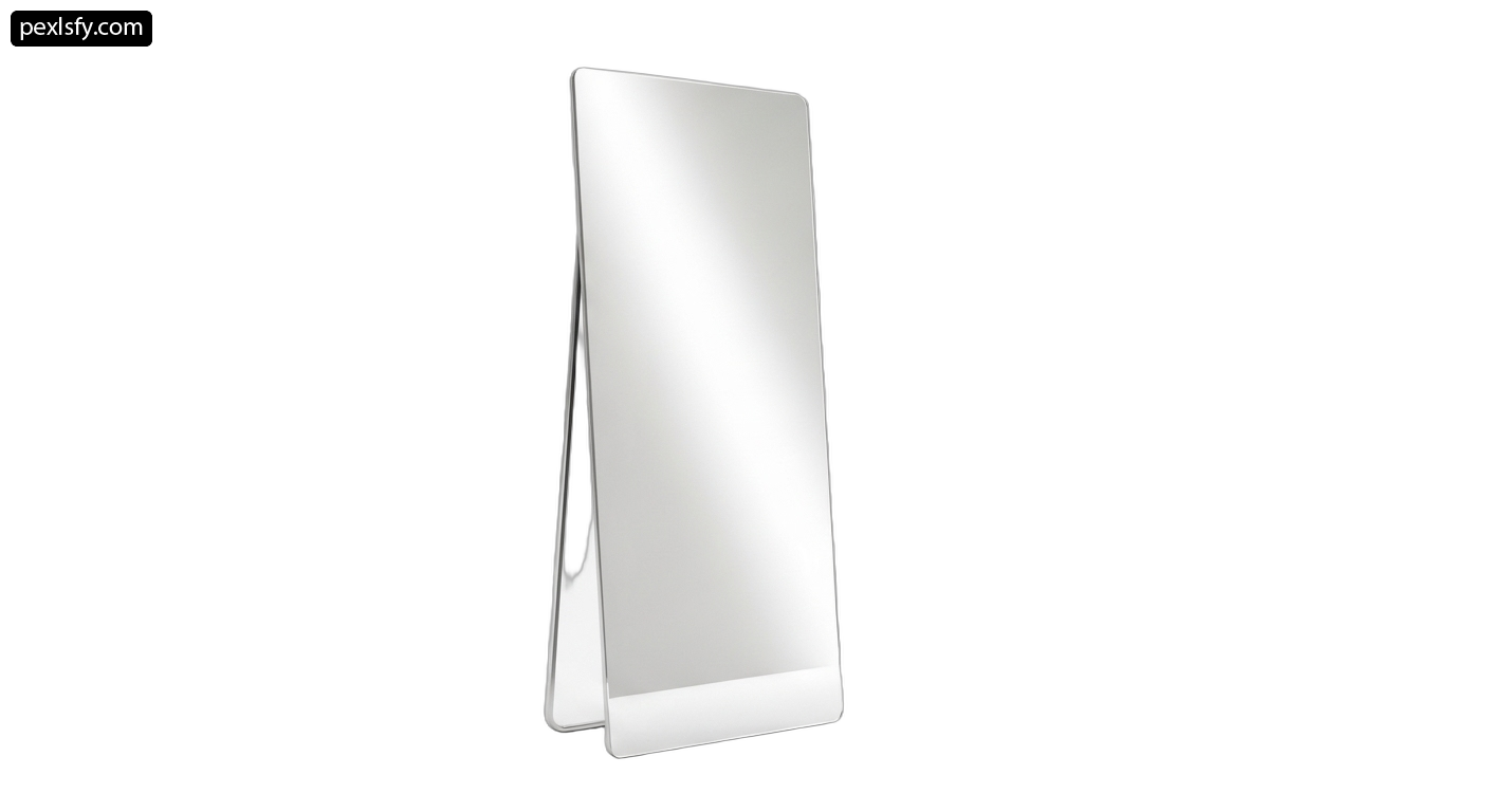 White mirror on a stand on a white background png transparent background