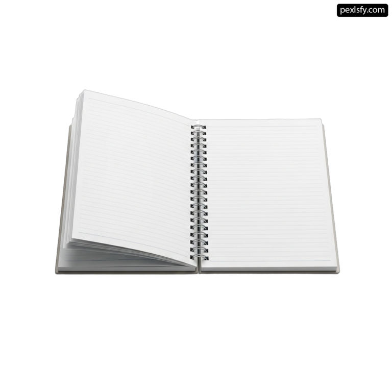 White notebook with a spiral bound cover png transparent background