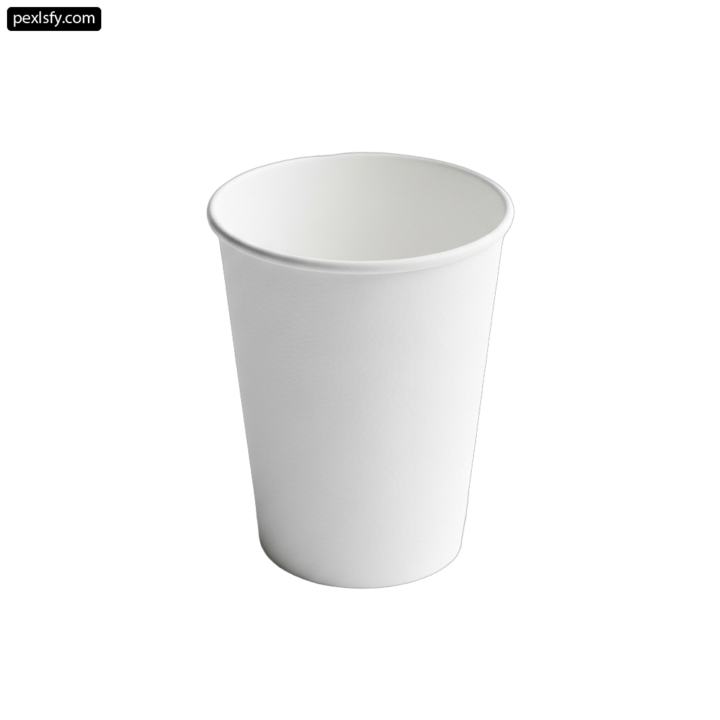 White paper cup on a white background png transparent background