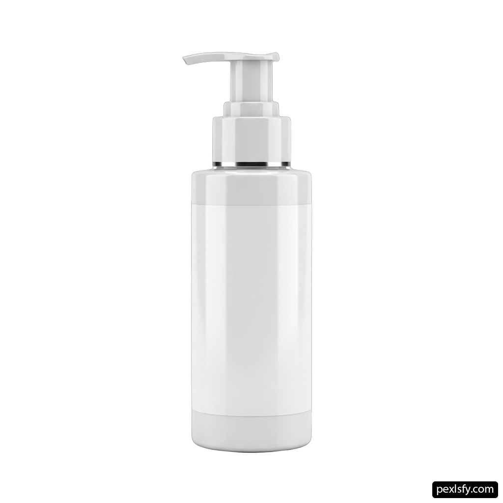 White plastic bottle with a pump on it png transparent background