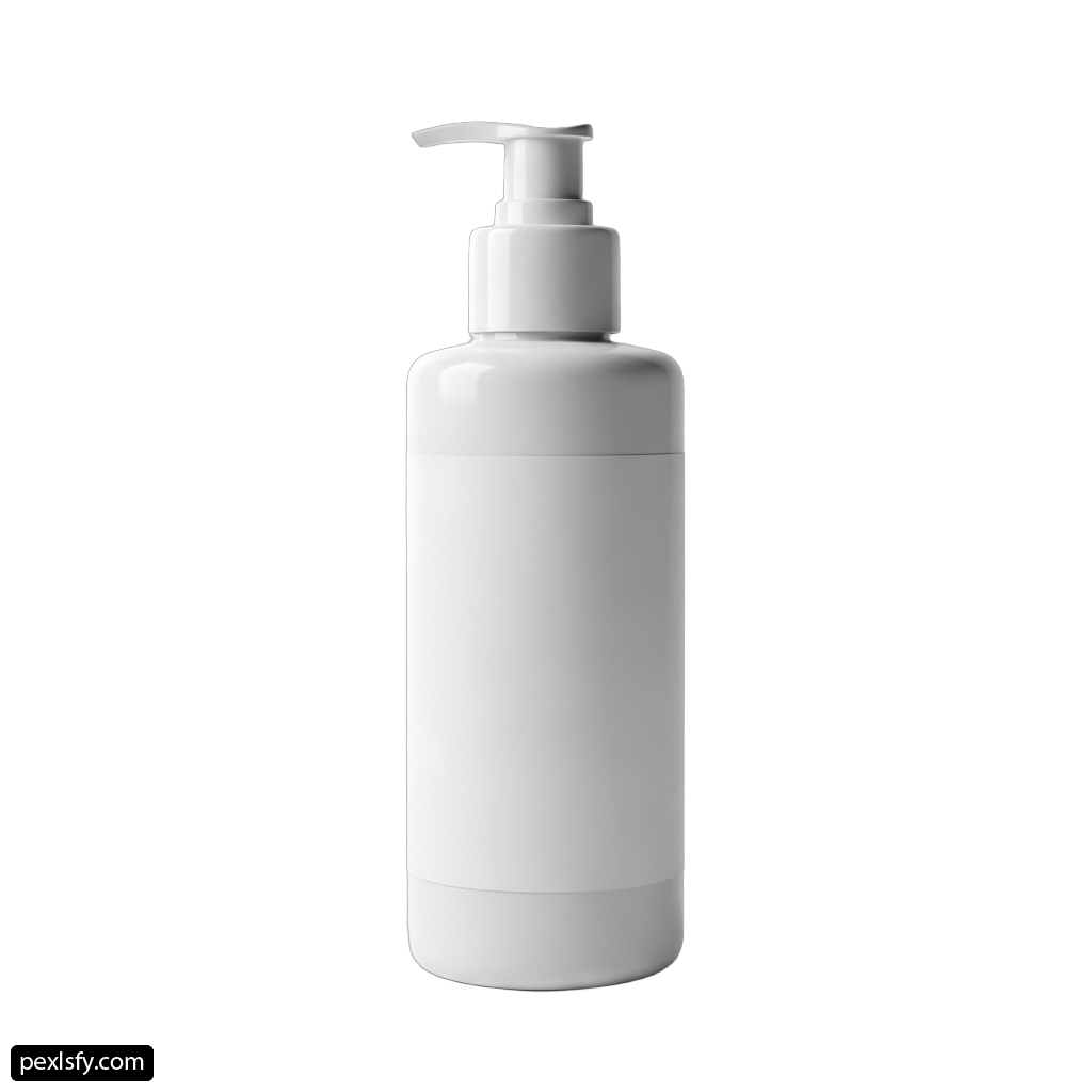 White plastic bottle with a pump on it png transparent background