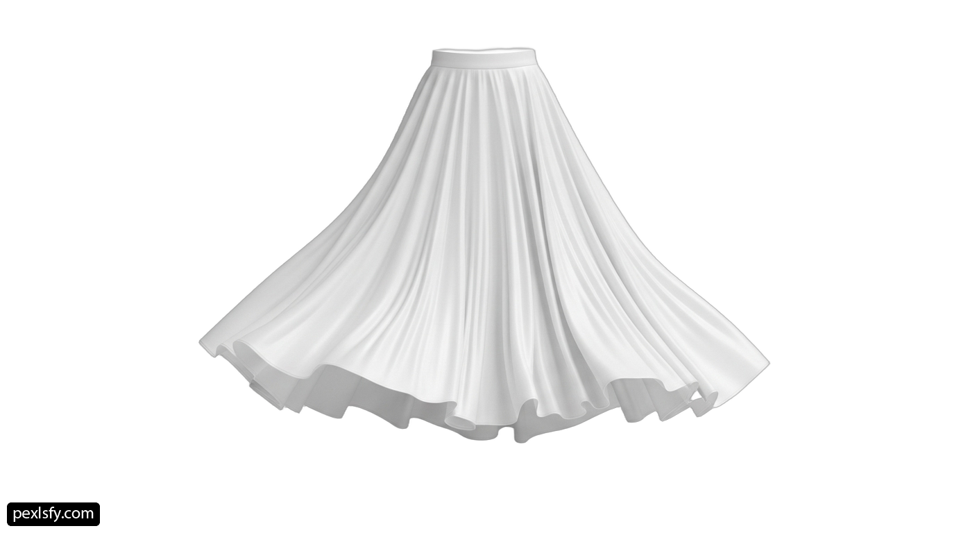 White pleated skirt on a white background png transparent background
