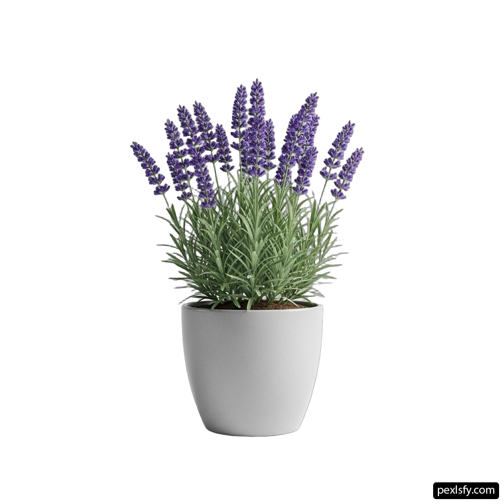 White pot with purple flowers in it png transparent background