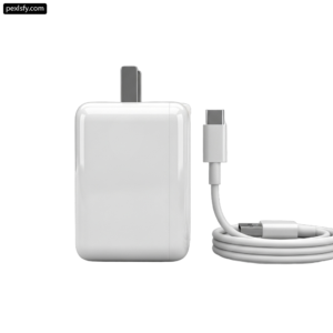 White power adapter with a cable connected to it png transparent background
