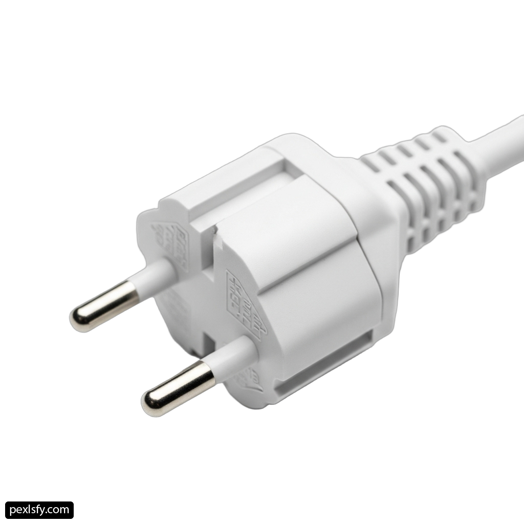 White power cord with a white plug on it png transparent background