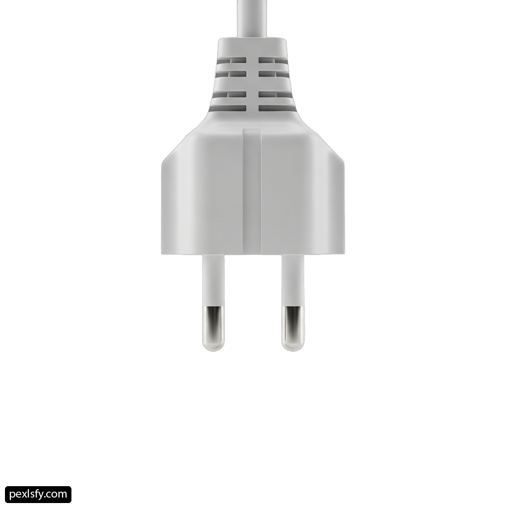 White power cord with a white plug on it png transparent background