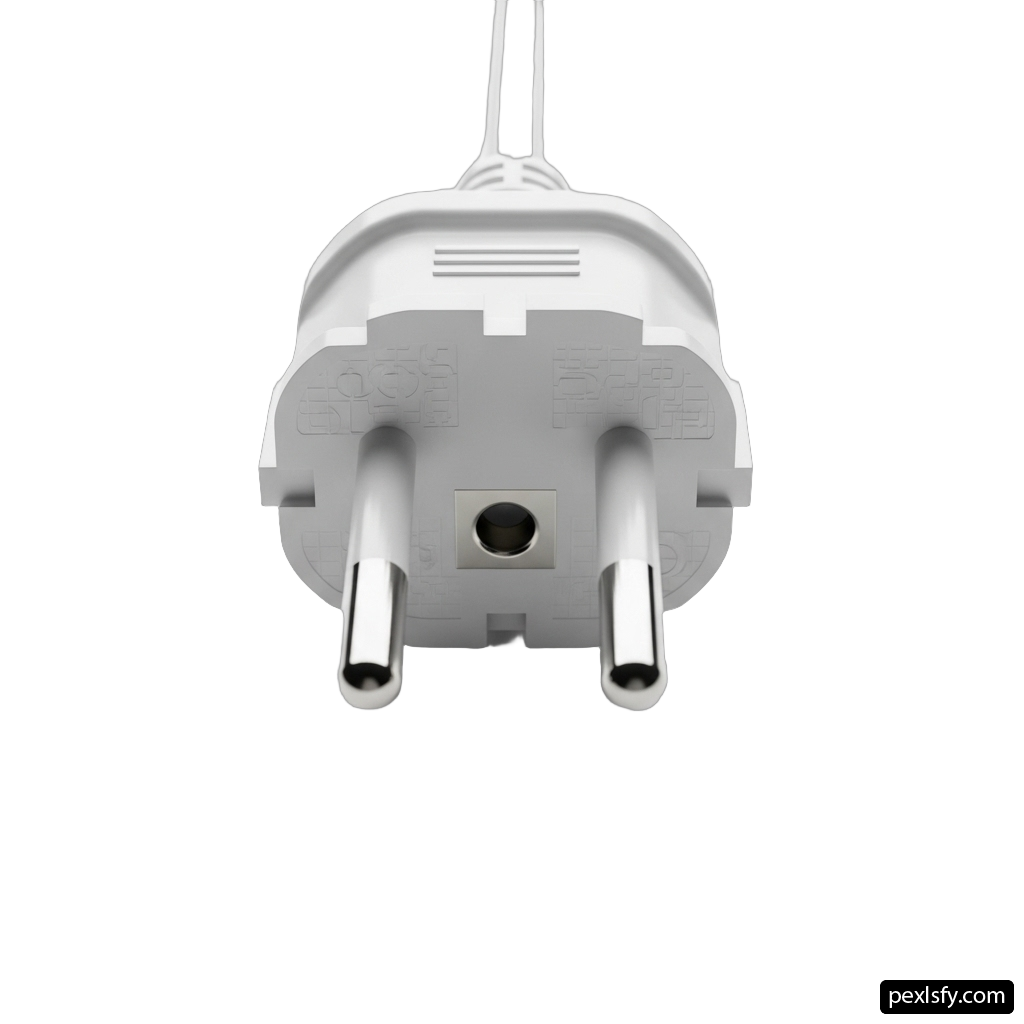 White power cord with two plugs attached to it png transparent background