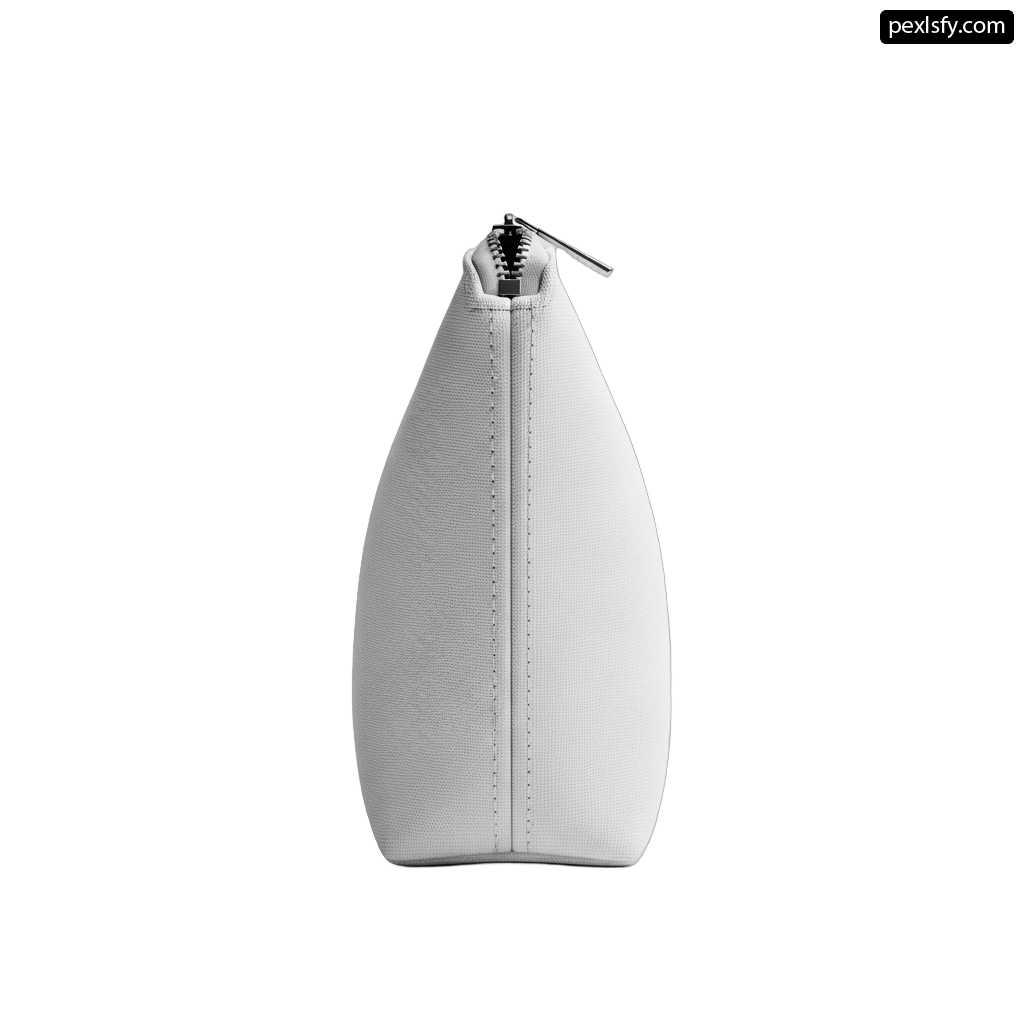 White purse with a zipper on the front png transparent background