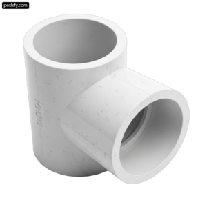 White pvc tee fitting on a white background png transparent background