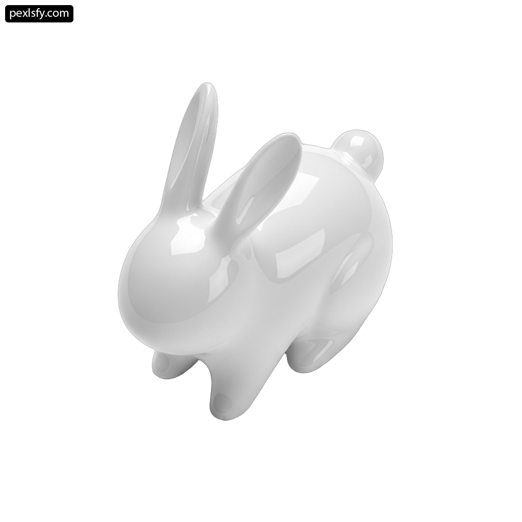 White rabbit shaped piggy bank on a white background png transparent background