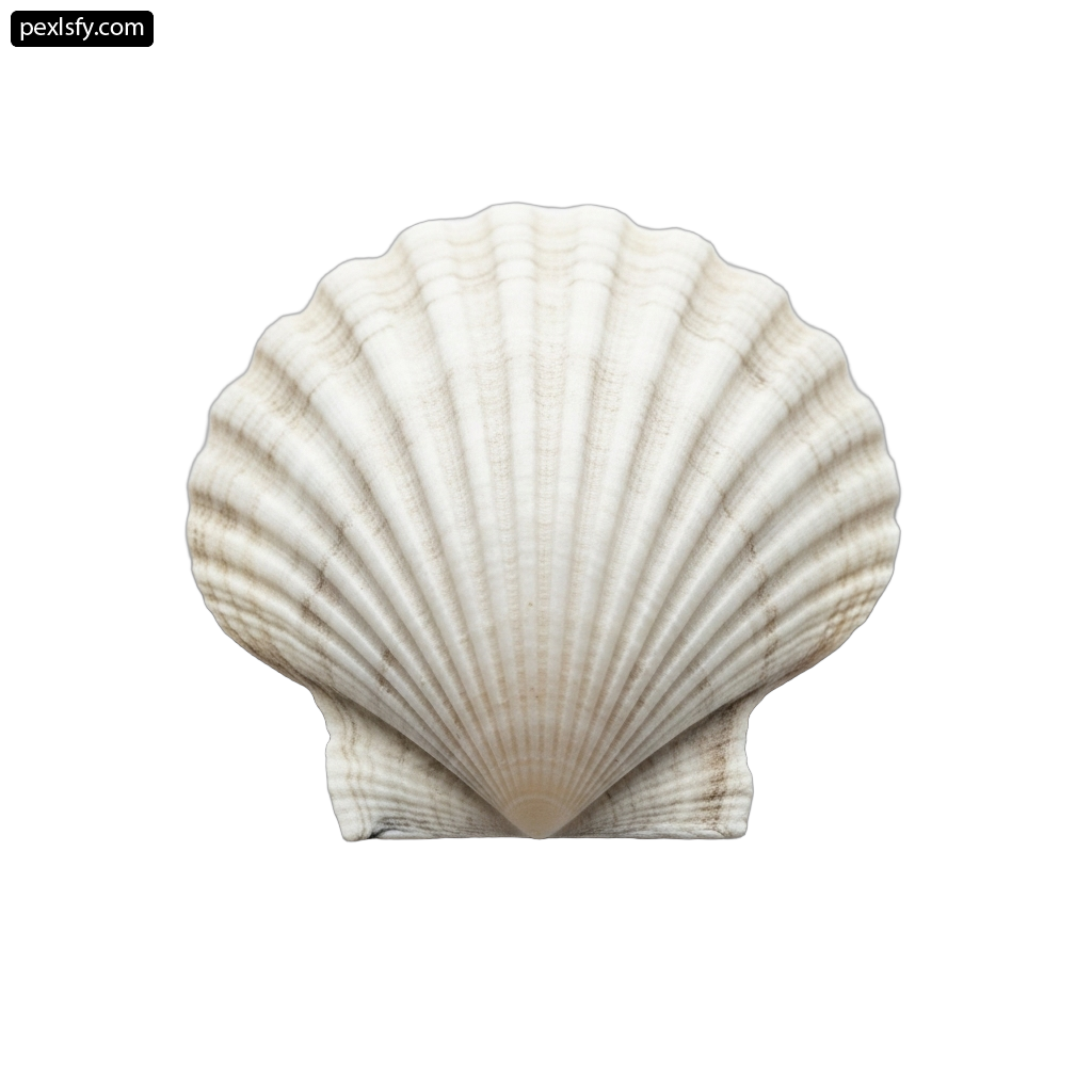 White scallop shell on a white background png transparent background