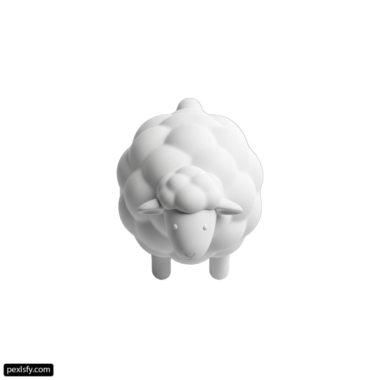 White sheep figurine on a white background png transparent background