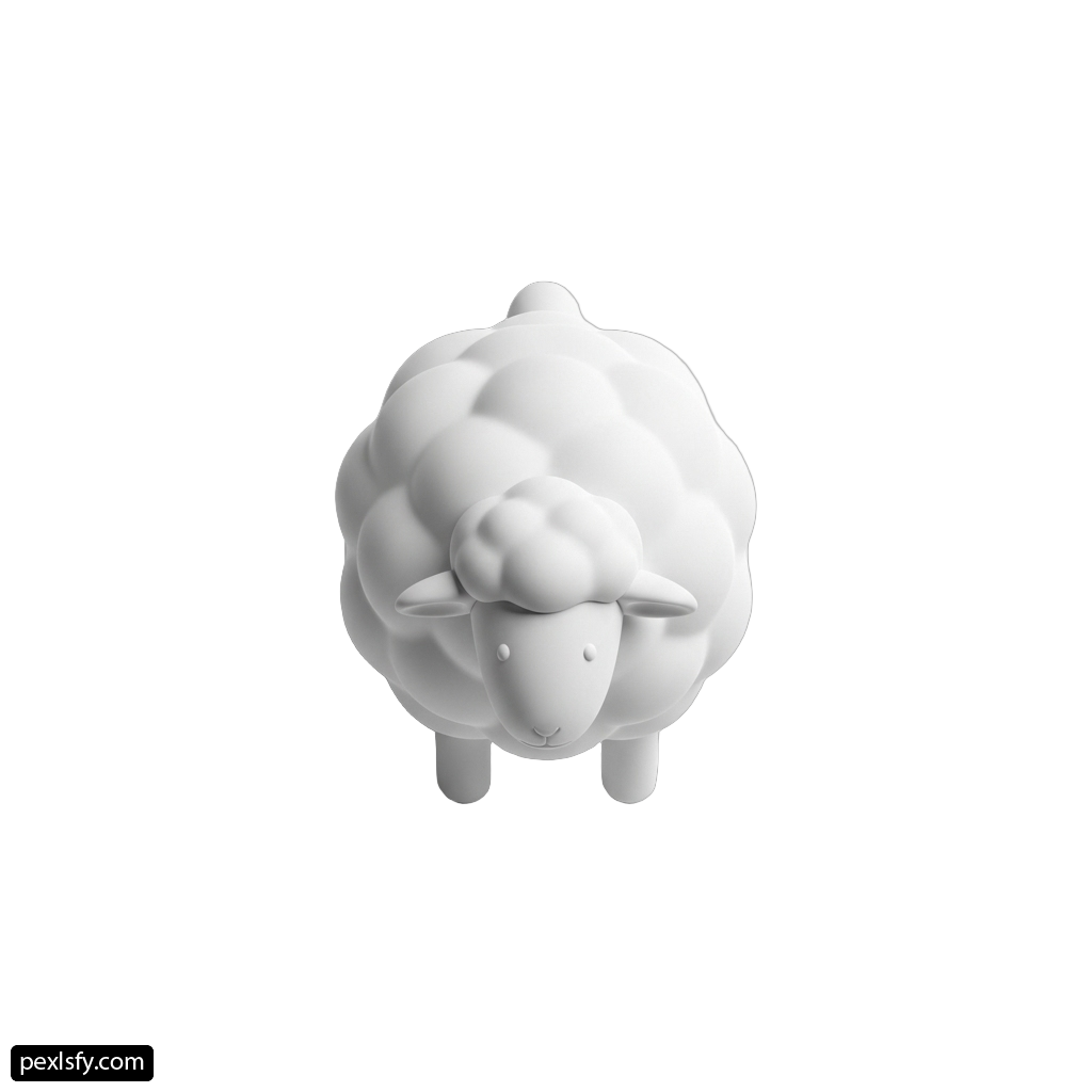 White sheep figurine on a white background png transparent background