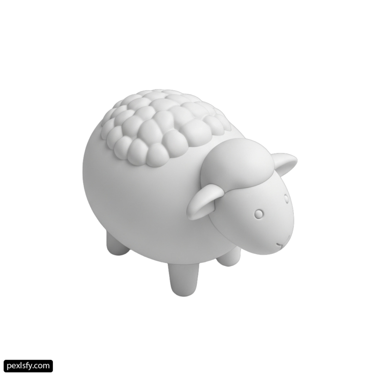 White sheep figurine on a white background png transparent background