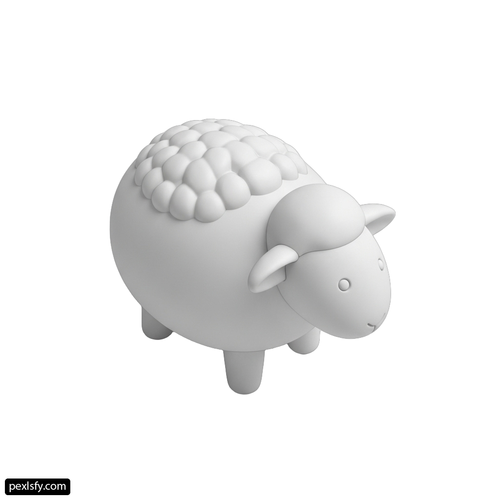 White sheep figurine on a white background png transparent background