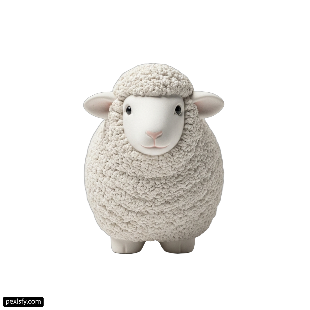 White sheep figurine sitting on top of a table png transparent background