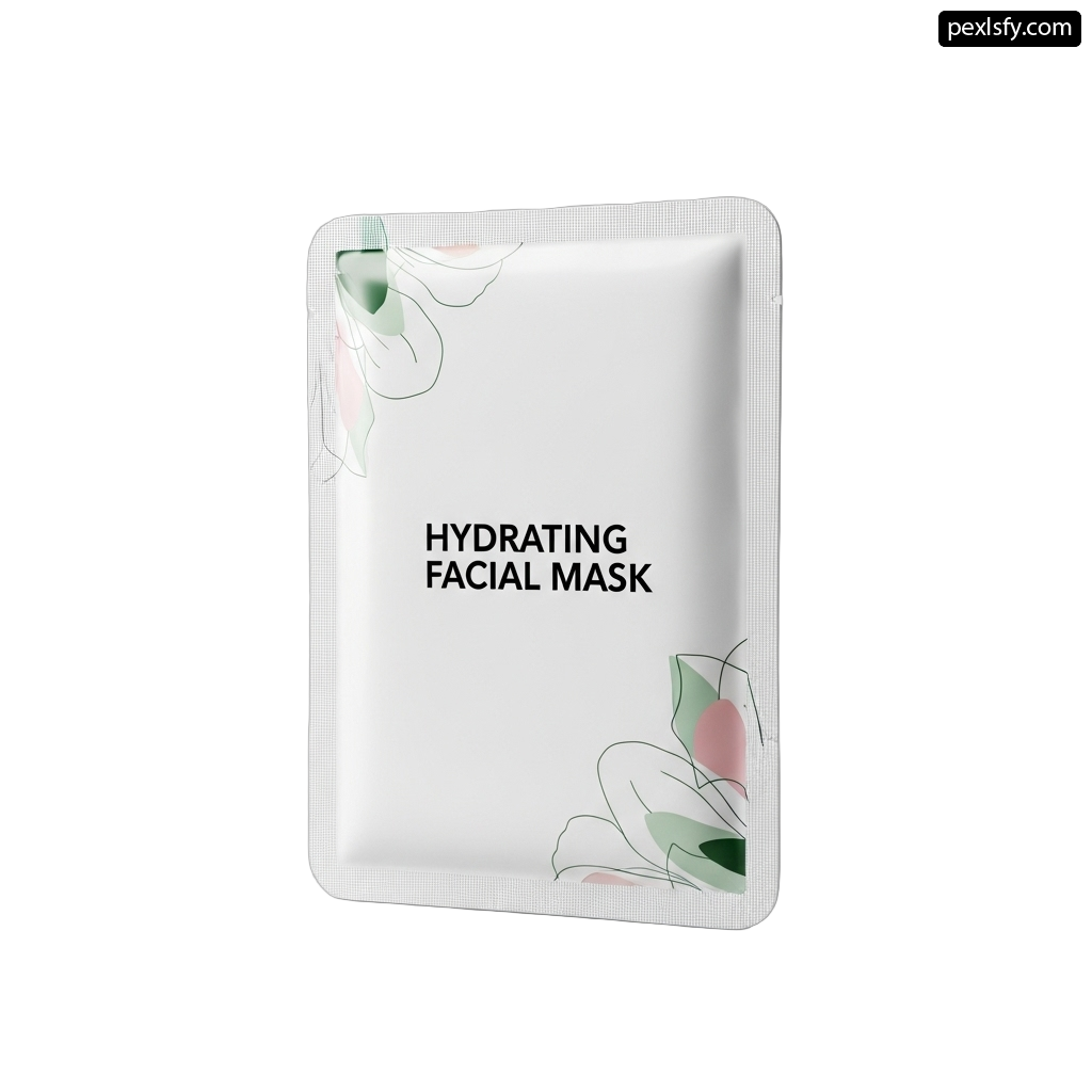 White sheet mask with a pink flower on it png transparent background