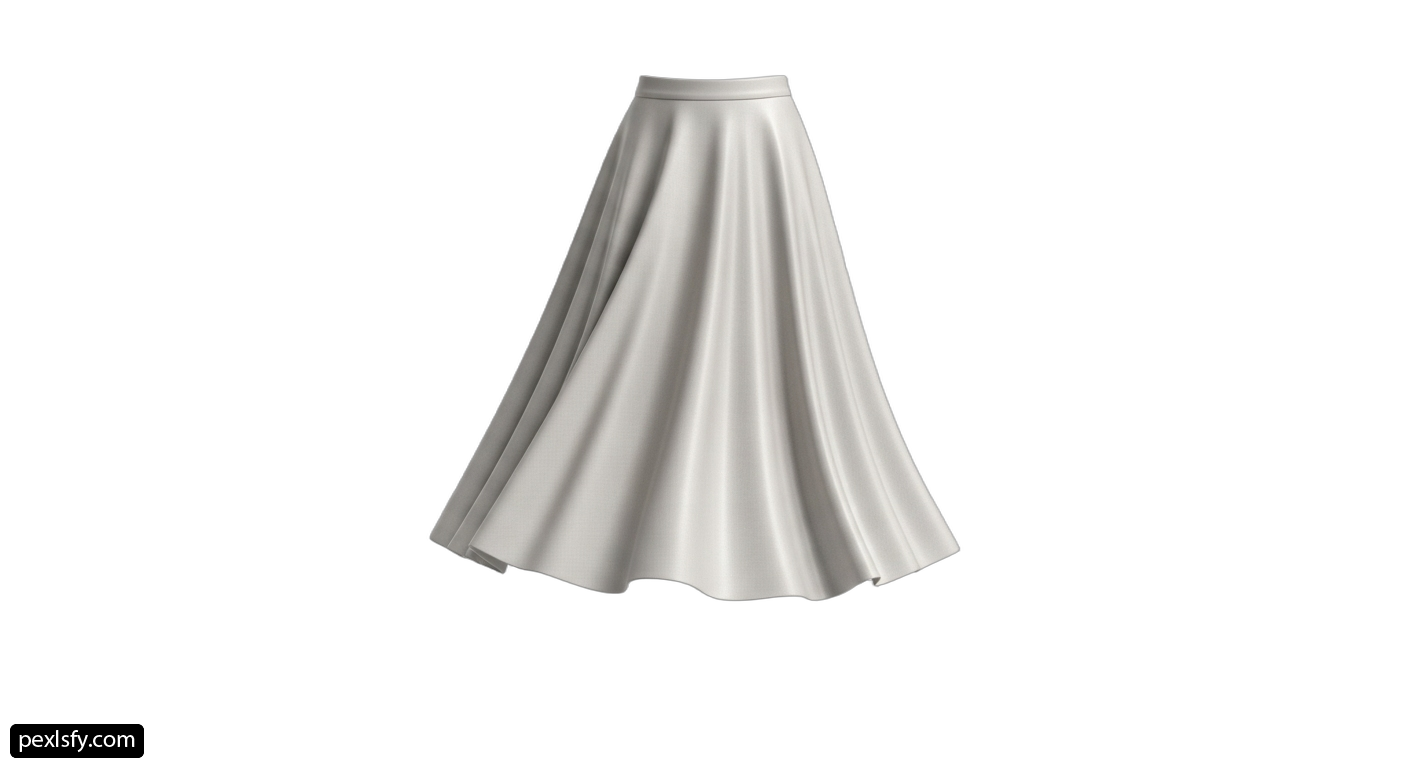 White skirt is shown on a white background png transparent background