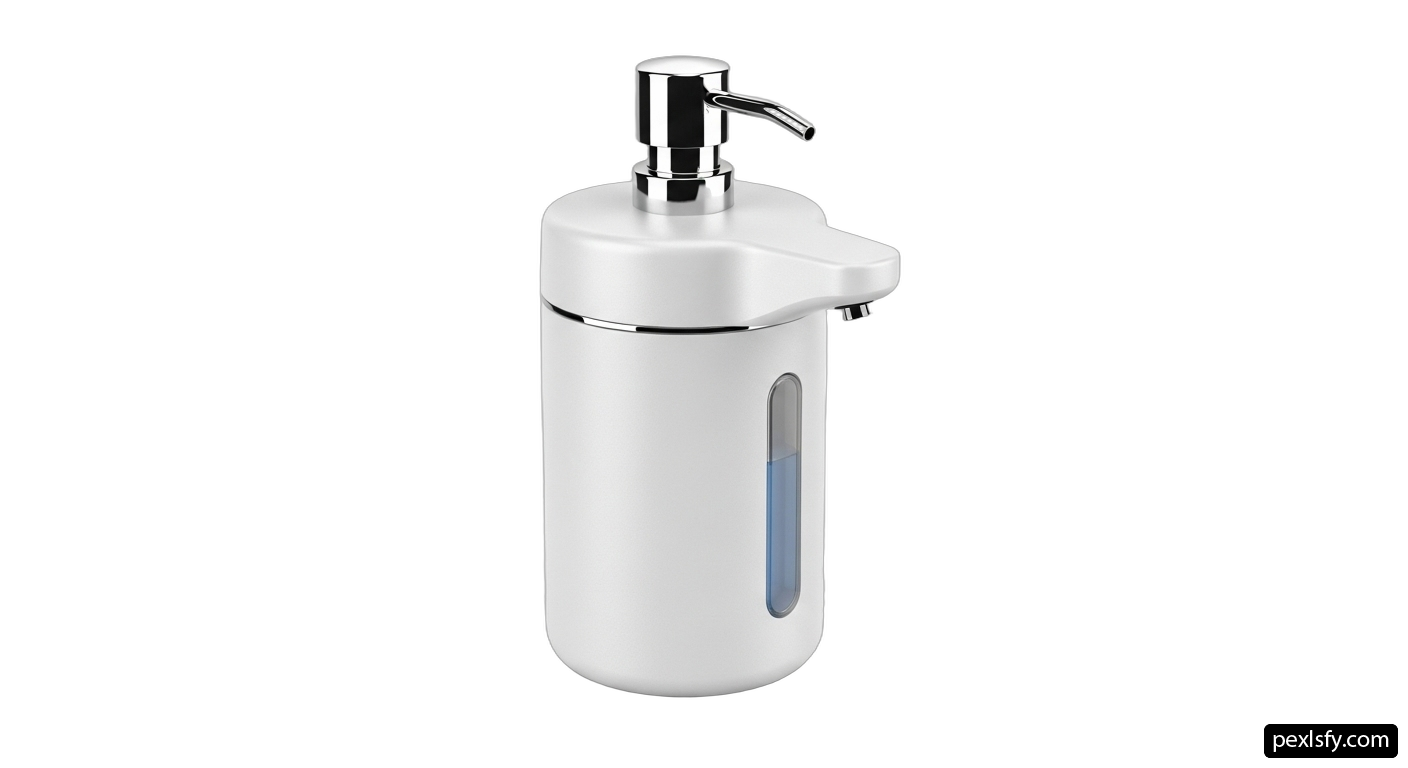White soap dispenser on a white background png transparent background