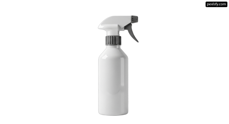 White spray bottle with a black trigger on it png transparent background