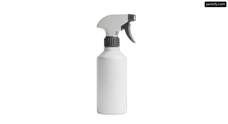 White spray bottle with a black trigger on it png transparent background