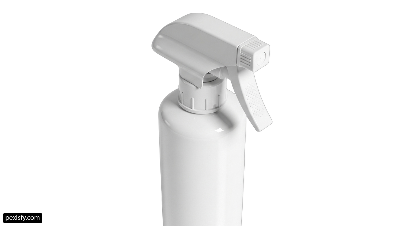 White spray bottle with a white trigger on it png transparent background