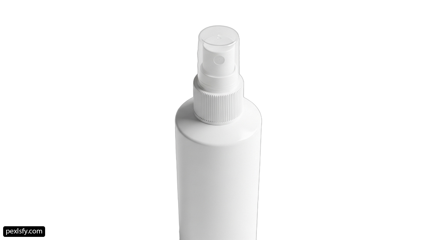 White spray bottle with a white cap png transparent background