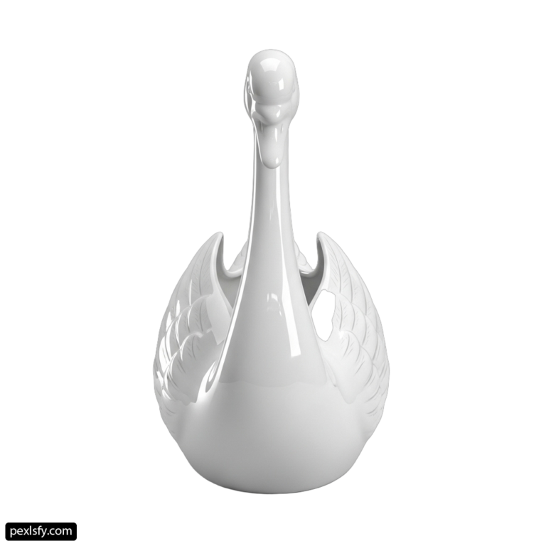 White swan shaped vase on a white background png transparent background