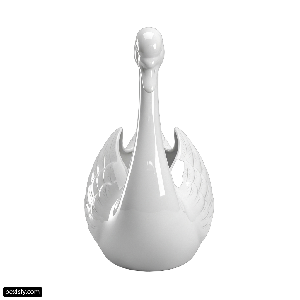 White swan shaped vase on a white background png transparent background