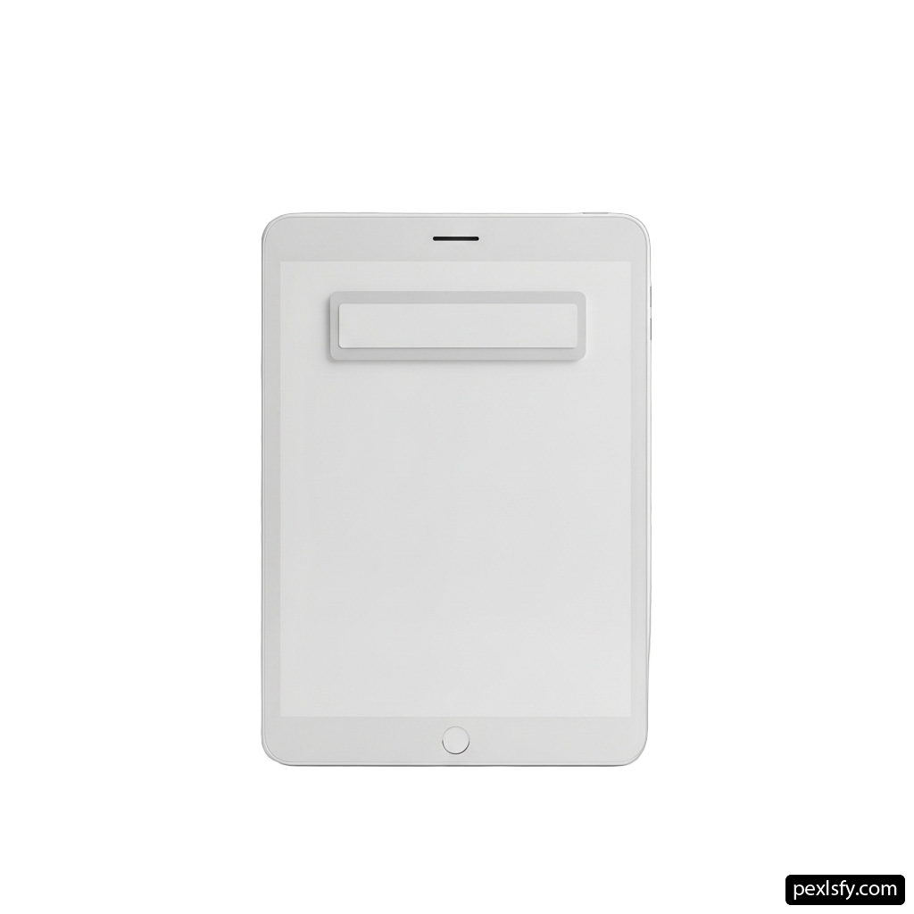 White tablet with a blank screen on a white background png transparent background