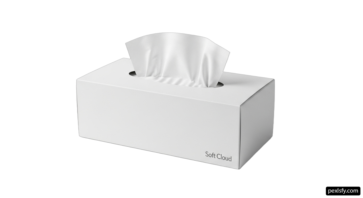 White tissue box with a tissue in it png transparent background