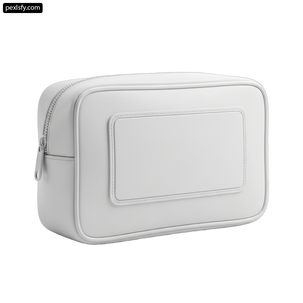 White toiletry bag on a white background png transparent background