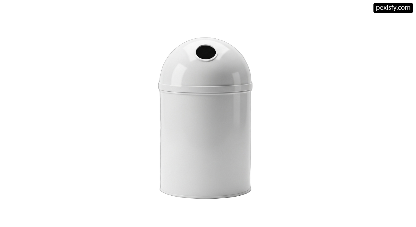 White trash can on a white background png transparent background