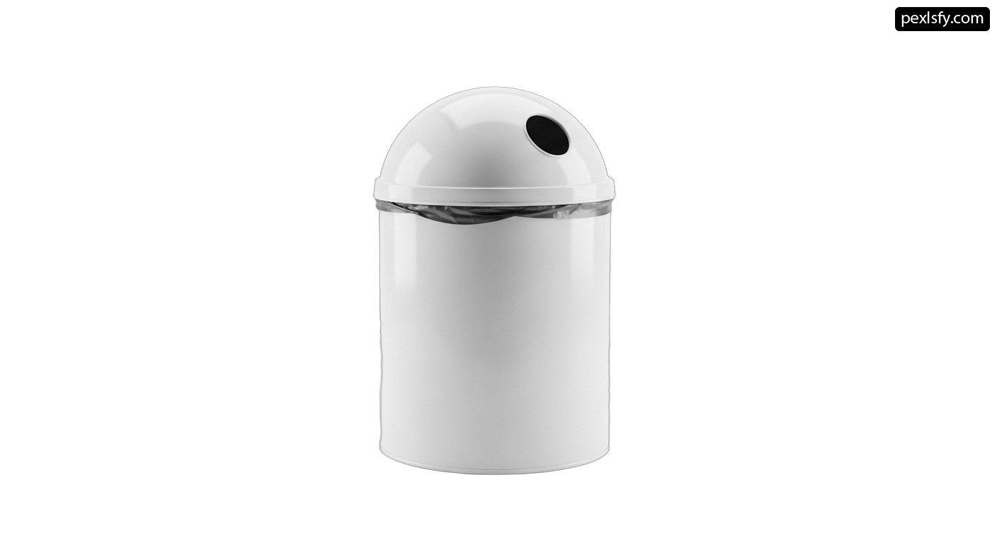 White trash can on a white background png transparent background
