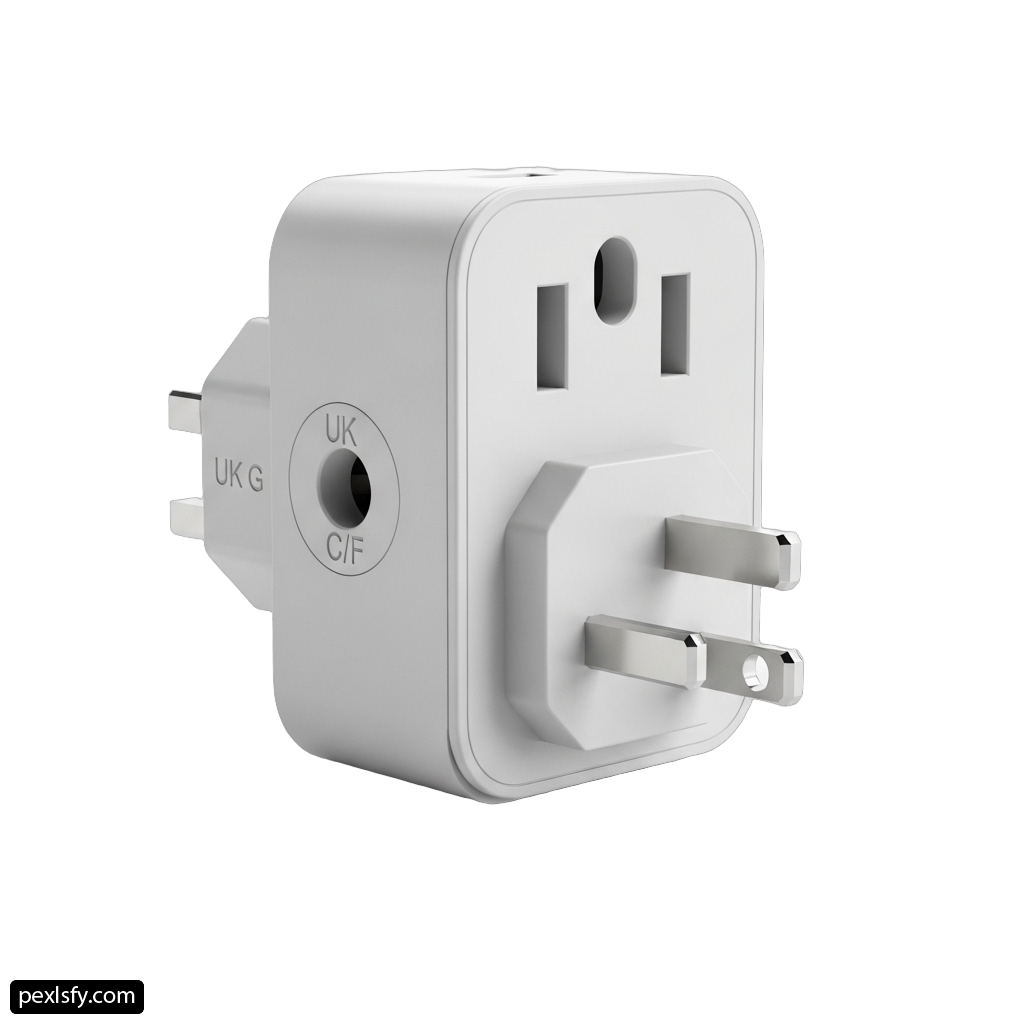 White travel adapter with two plugs on it png transparent background
