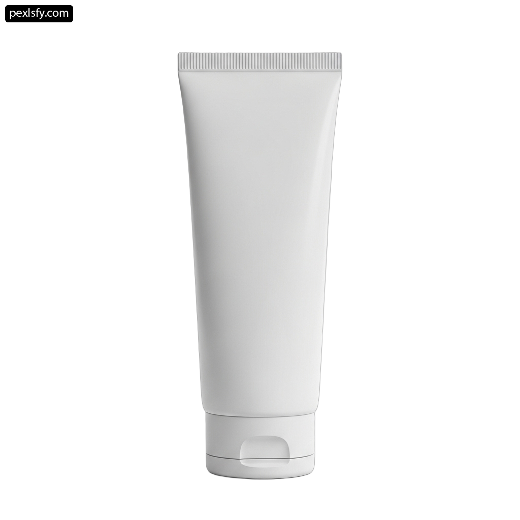 White tube of cream on a white background png transparent background