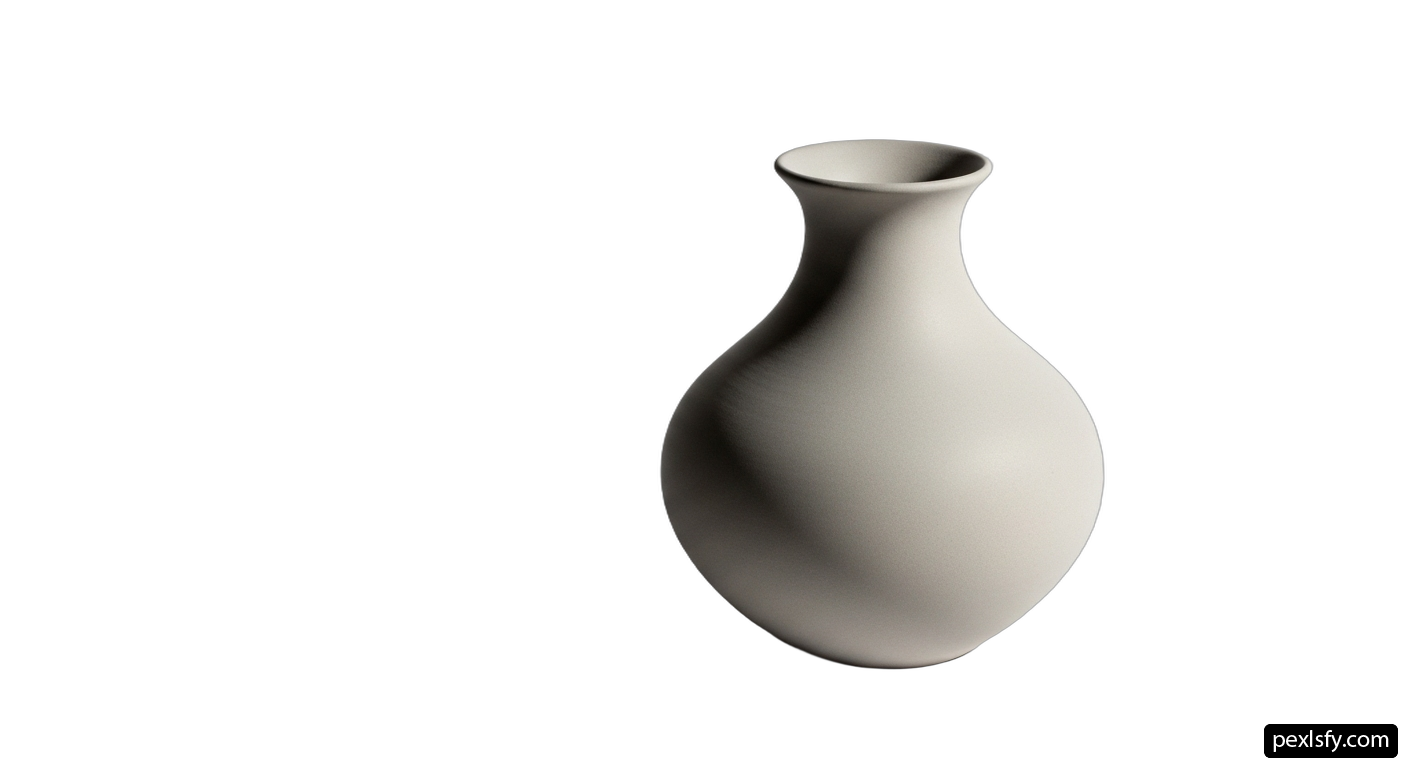 White vase sitting on top of a white surface png transparent background