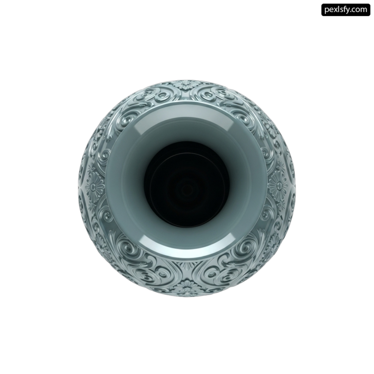 White vase with a black center on a white background png transparent background