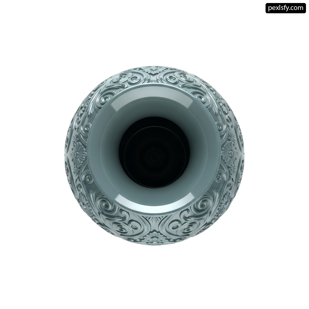 White vase with a black center on a white background png transparent background