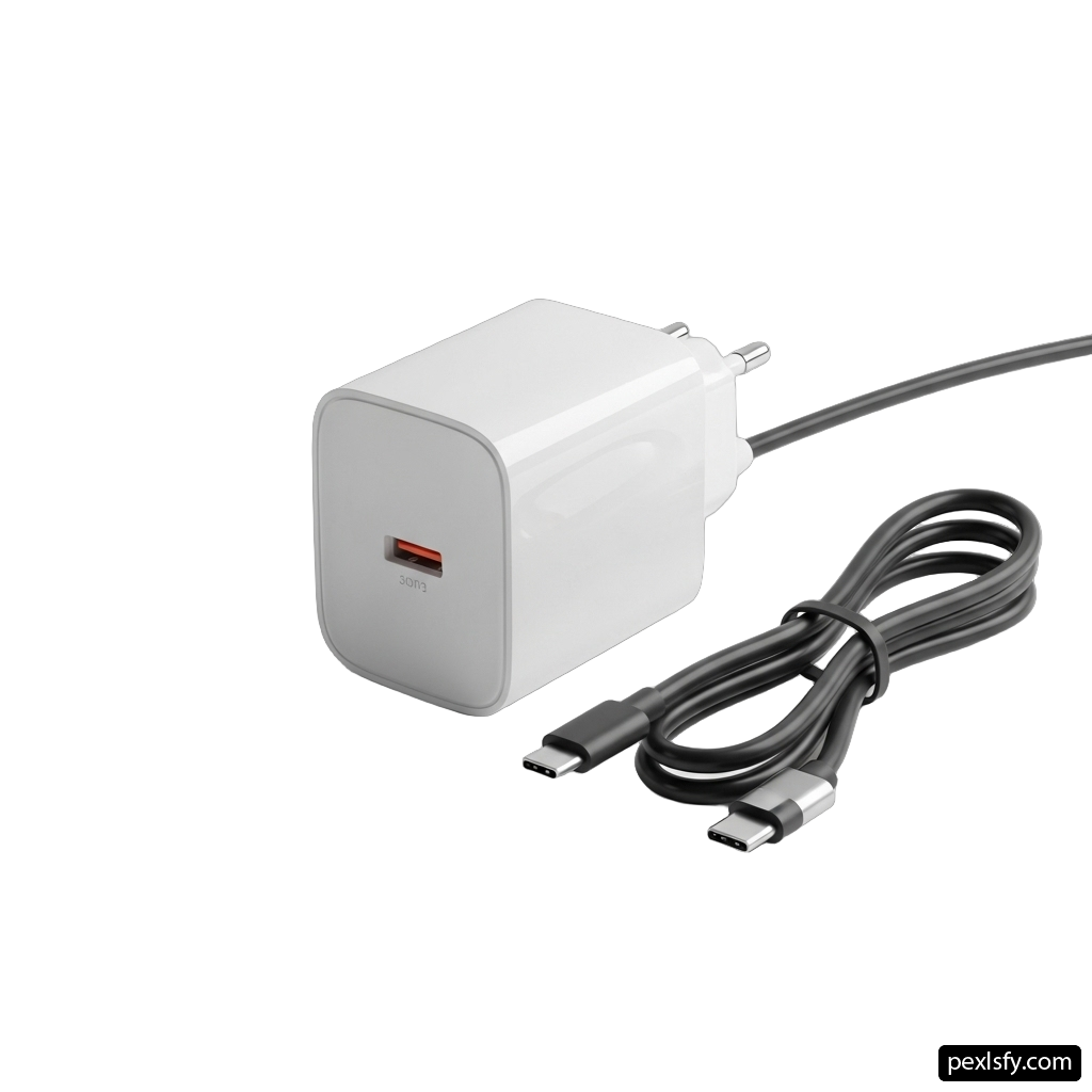 White wall charger with a cable connected to it png transparent background