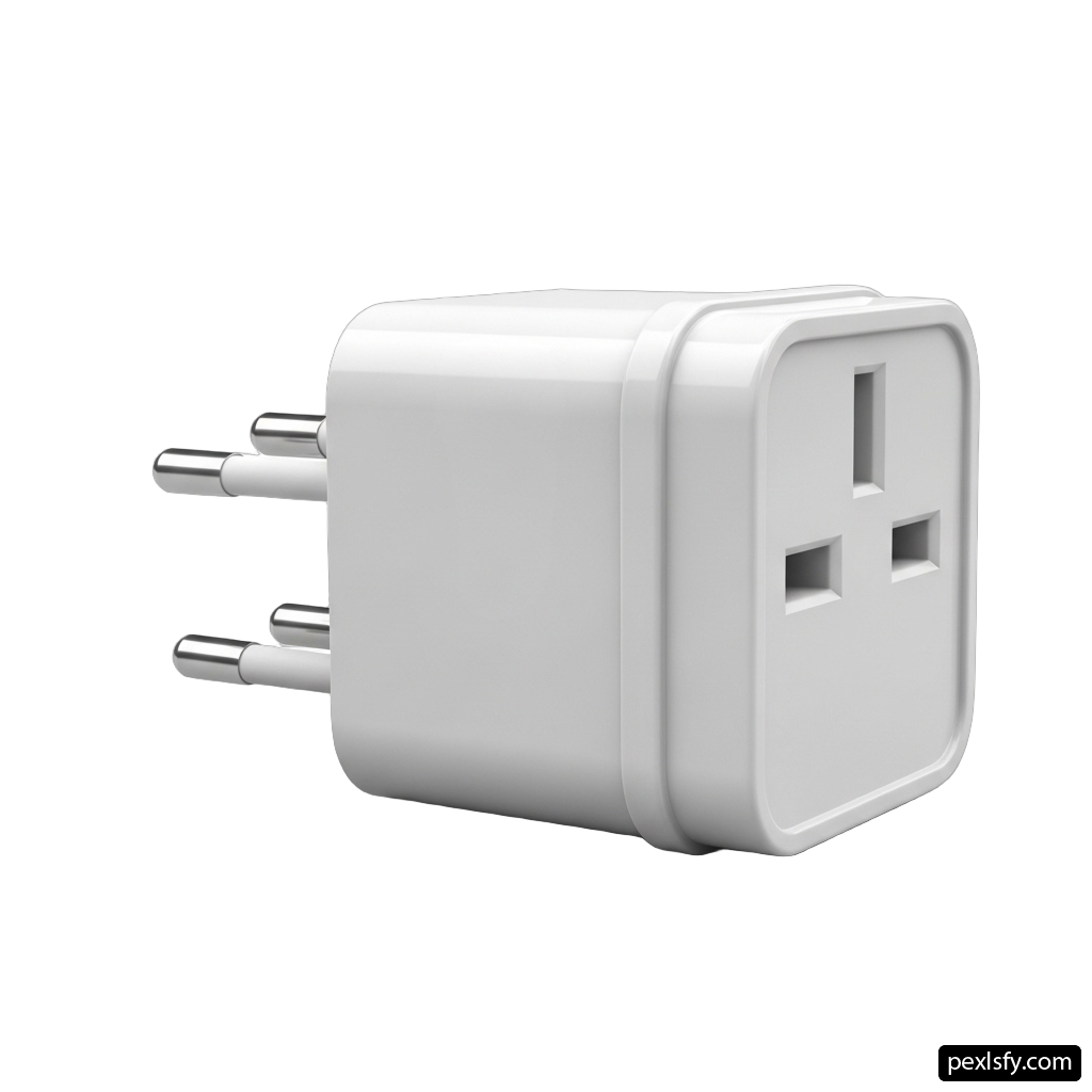 White wall charger with two usb ports on it png transparent background